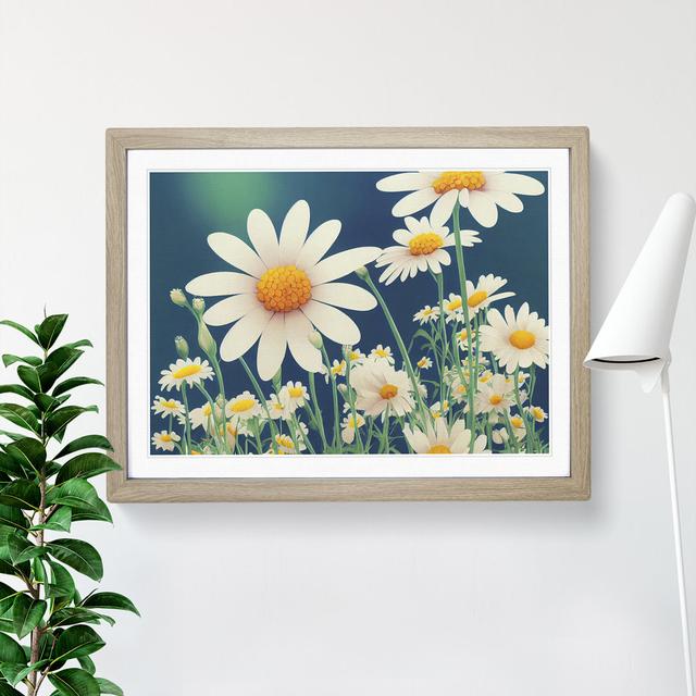 Marvellous Daisy Flowers - Picture Frame Graphic Art Marlow Home Co. Size: 25cm H x 34cm W x 2cm D, Frame Colour: Oak on Productcaster.