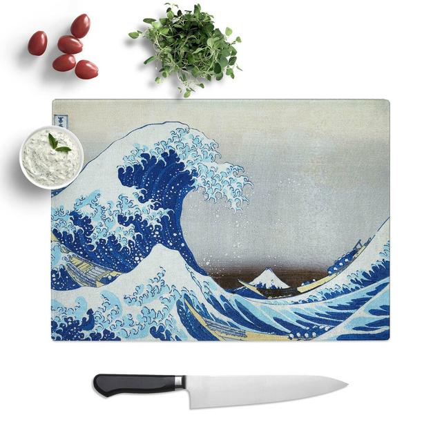 Tempered Glass Under the Wave off Kanagawa by Katsushika Hokusai Chopping Board East Urban Home Size: 28.5 cm W x 20 cm L on Productcaster.