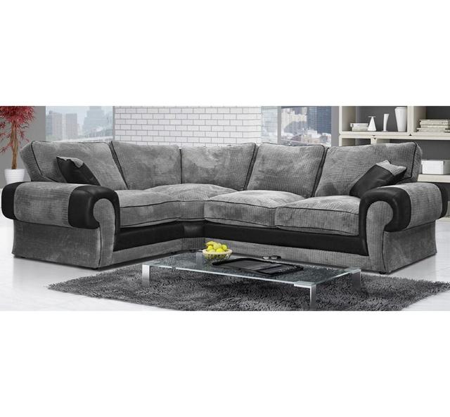 Heinrick 3 - Piece Corduroy Corner Sectional Rosalind Wheeler Upholstery Colour: Black/Grey, Orientation: Left Hand Facing on Productcaster.