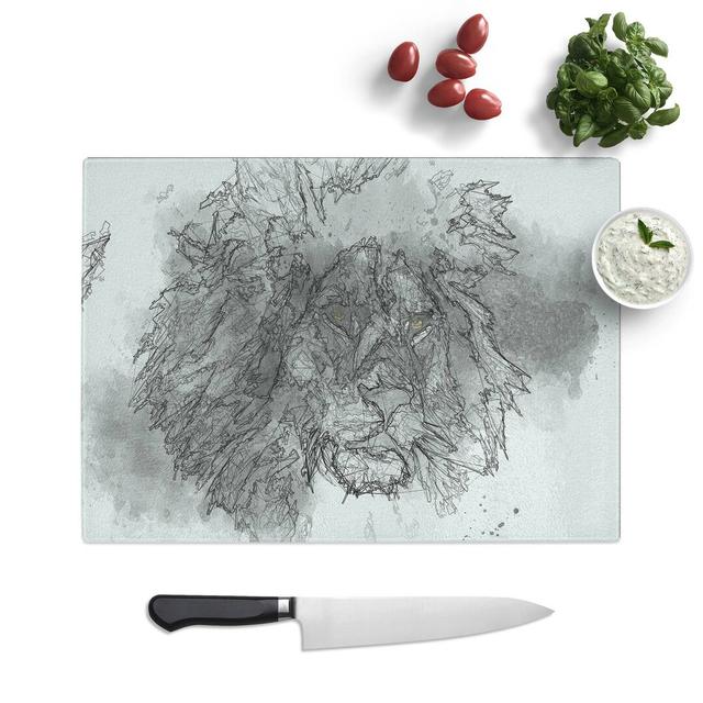 Glass Lion With Piercing Eyes in Abstract Chopping Board East Urban Home Size: 28.5 cm W x 20 cm L on Productcaster.