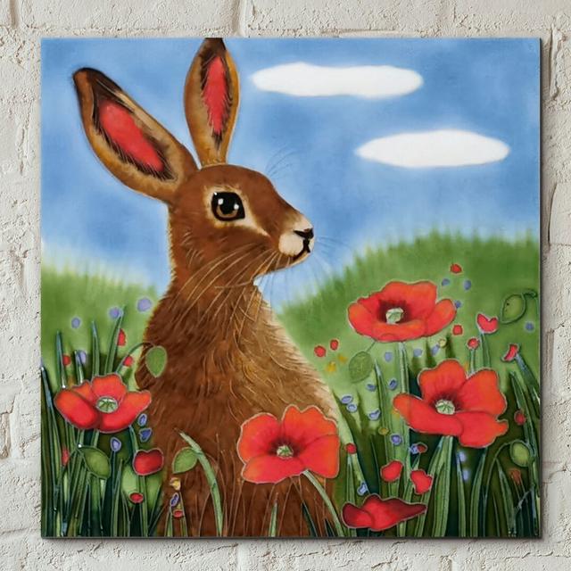 Poppy Hare by J. Yates - No Frame Painting on Ceramic August Grove on Productcaster.