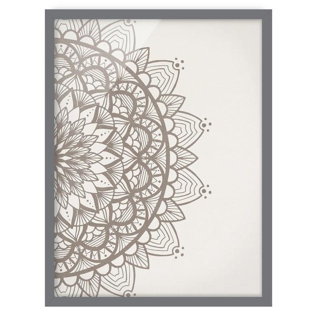 Mandala Illustration Shabby Beige White - Picture Frame Graphic Art Latitude Vive Size: 55cm H x 40cm W x 2cm D, Frame Option: Grey on Productcaster.