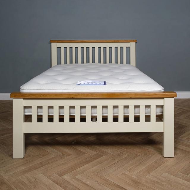 Westow Oak 5Ft King size 4'6 Double Oak Bed Frame Union Rustic Size: Double (4'6), Colour: Brown/Cream on Productcaster.