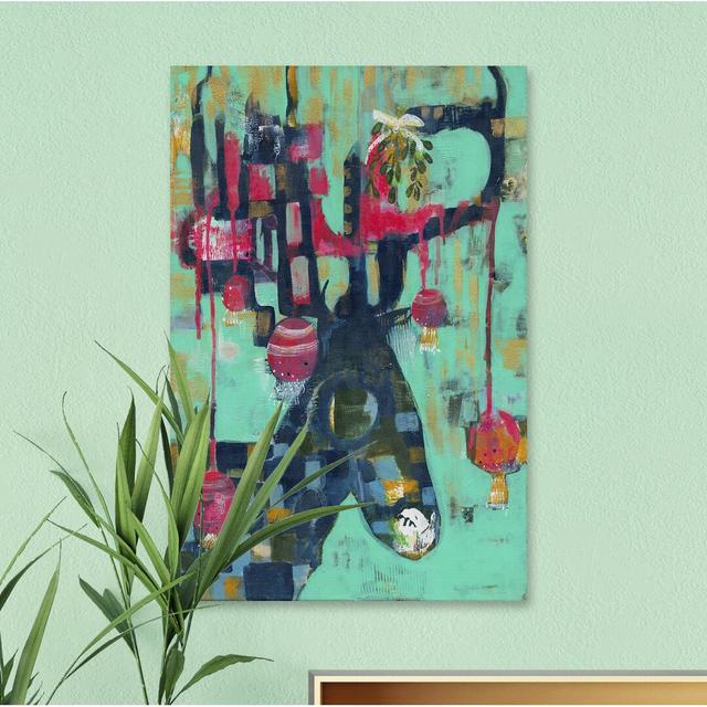 'Vintage Mistletoe Reindeer' Print on Wrapped Canvas East Urban Home Size: 45cm H x 30cm W on Productcaster.