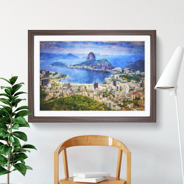 Rio De Janeiro Skyline in Brazil - Picture Frame Painting East Urban Home Size: 48cm H x 65cm W x 2cm D, Frame Option: Walnut Framed on Productcaster.