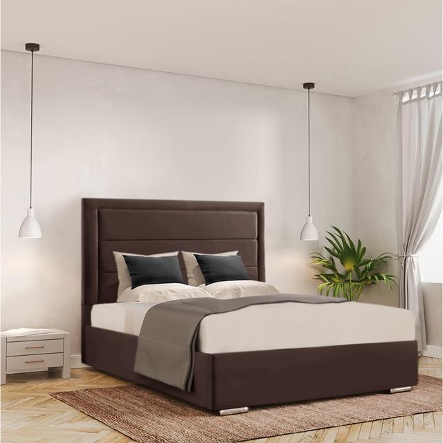 Cherylanne Bed Frame - Plush Velvet Ivy Bronx Colour: Mole, Size: 180 x 200 cm on Productcaster.