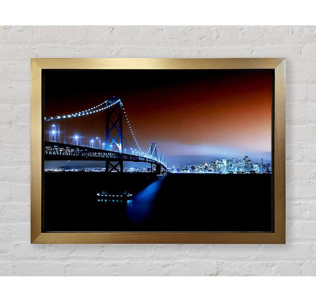 New York City Brooklyn Bridge City Skyline - Photographic Print on Canvas East Urban Home Size: 42cm H x 59.7cm W x 3.4cm D, Format: Gold Framed Paper on Productcaster.