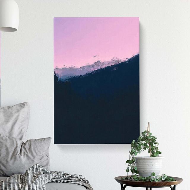 Purple Sunset in Abstract - Wrapped Canvas Painting Print East Urban Home Size: 60cm H x 40cm W x 3cm D on Productcaster.