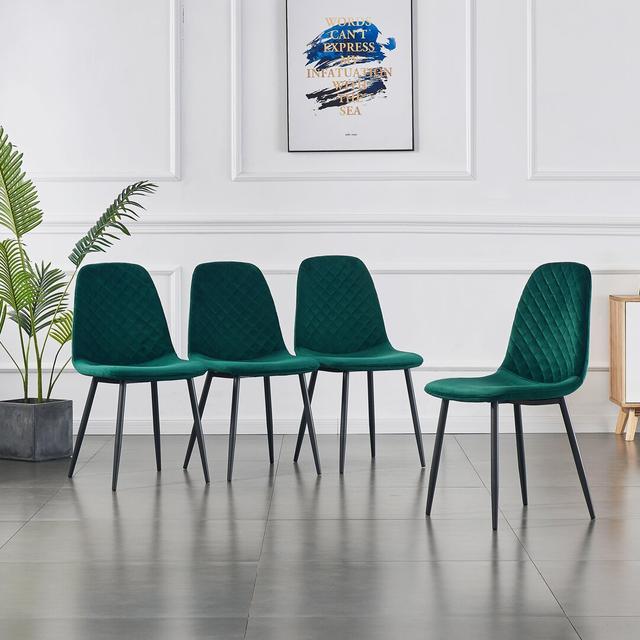 Kaylani Upholstered Dining Chair (Set of 4) George Oliver Colour: Green on Productcaster.