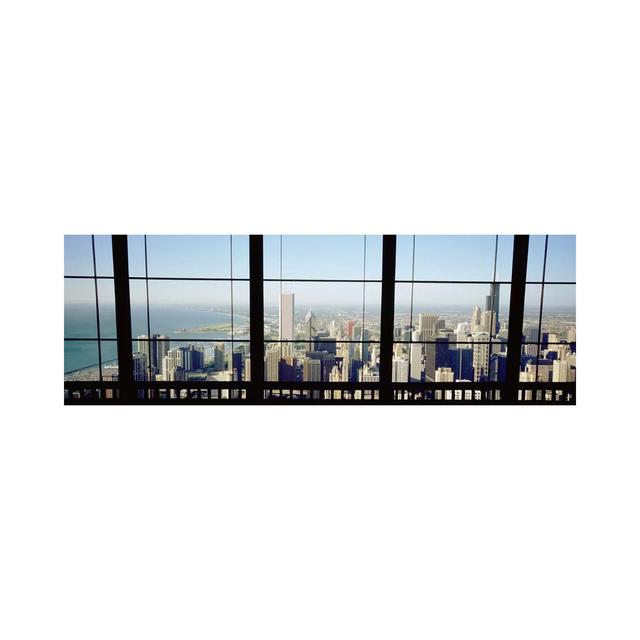 High Angle View of a City As Seen Through a Window, Chicago, Illinois, USA - Wrapped Canvas Panoramic Photograph Ebern Designs Size: 40.64cm H x 121.9 on Productcaster.