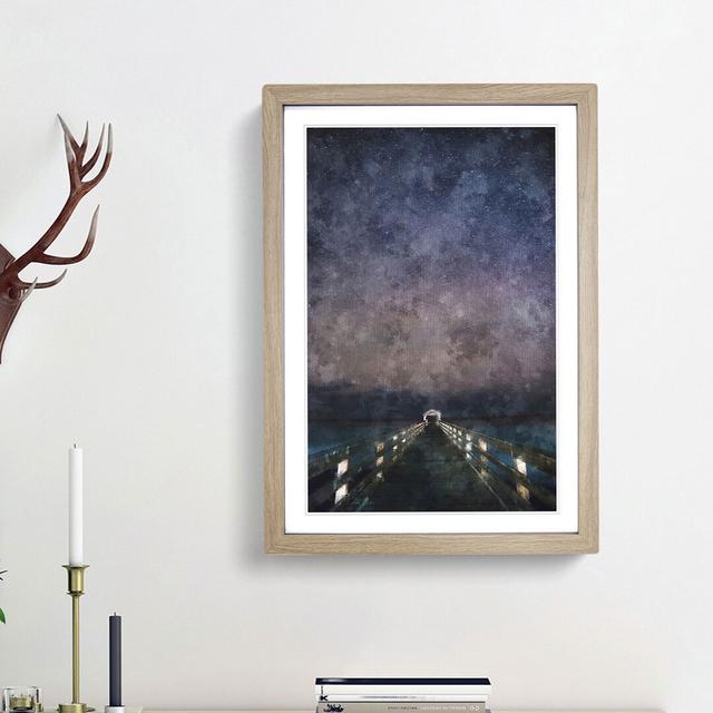 Walk the Pier to the Milky Way - Picture Frame Painting Print East Urban Home Frame Option: Oak Framed, Size: 63cm H x 45cm W x 2cm D on Productcaster.