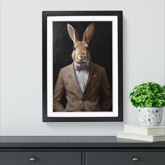 Rabbit in a Suit Painting No.5 Happy Larry Format: Black, Size: 46" H x 34" W x 2" D on Productcaster.