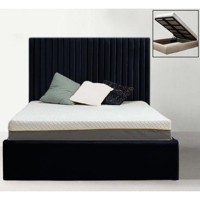 Maletha Upholstered Storage Bed Ebern Designs Colour: Black, Size: Kingsize (5') on Productcaster.