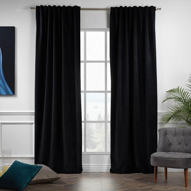 100% Blackout Extra Long & Extra Wide Luxury Matte Velvet Single Curtain Panel Lilijan Home & Curtain Paneel-Größe: 500 H x 140 B cm, Farbe: Xanadu on Productcaster.