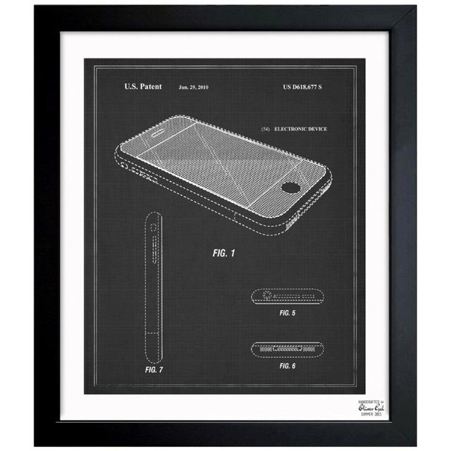 Apple Iphone 2010 - Noir - Single Picture Frame Print East Urban Home Size: 46cm H x 38cm W on Productcaster.