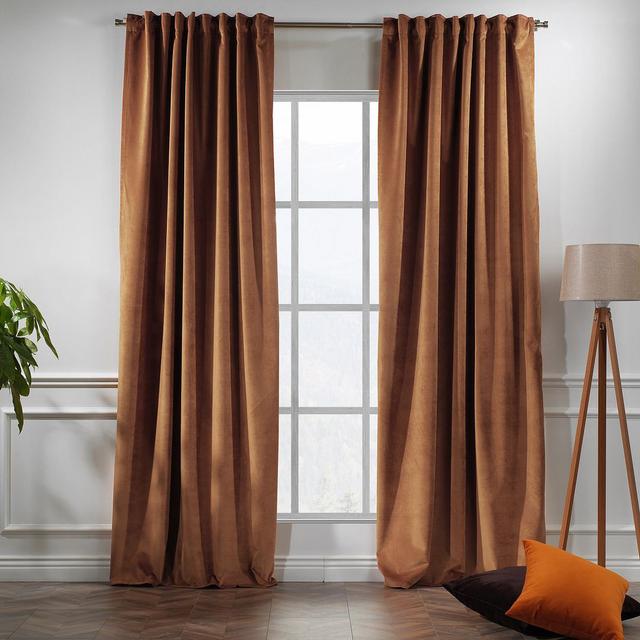 100% Blackout Extra Long & Extra Wide Luxury Matte Velvet Single Curtain Panel Lilijan Home & Curtain Farbe: Cotton Candy Color, Paneel-Größe: 225 H x on Productcaster.