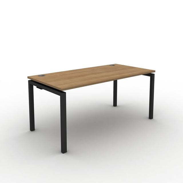 Grazian Desk Ebern Designs Size: 73cm H x 140cm W x 80cm D, Frame Colour: Black, Top Colour: Romana Cherry on Productcaster.