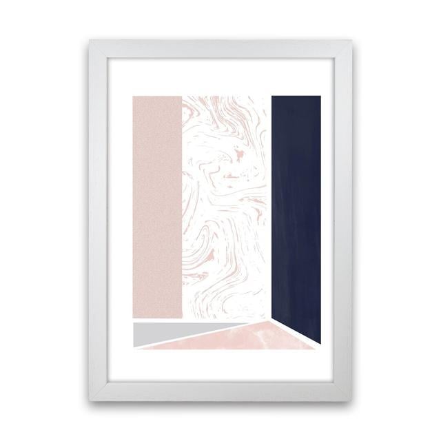 Navy And Marble Pink 2 Art Print By Pixy Paper A4 / Canvas Ivy Bronx Size: 59.4cm H x 42cm W x 3cm D, Format: White Framed on Productcaster.