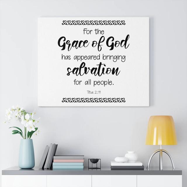 Grace of God Titus 2:11 - Wrapped Canvas Typography Blue Elephant Size: 30cm H x 41cm W on Productcaster.