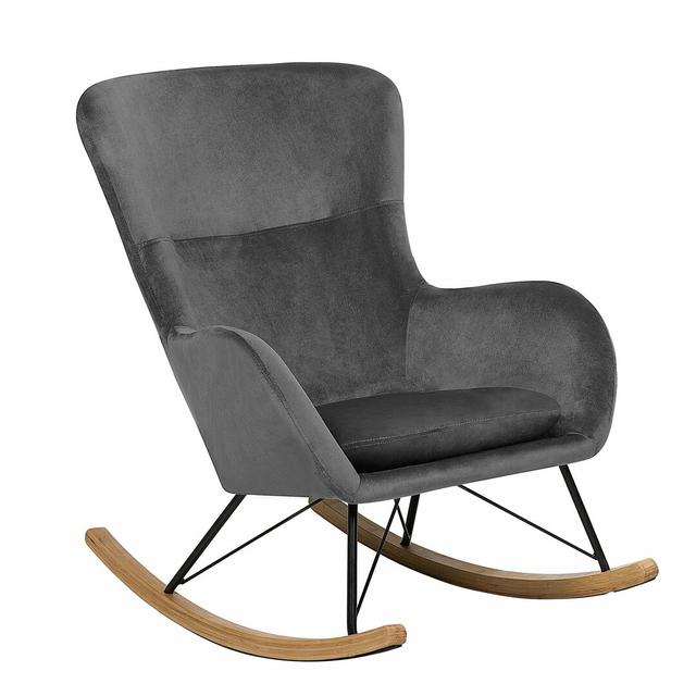 Zenobia Upholstered Rocking Chair Hykkon Fabric: Dark Grey on Productcaster.