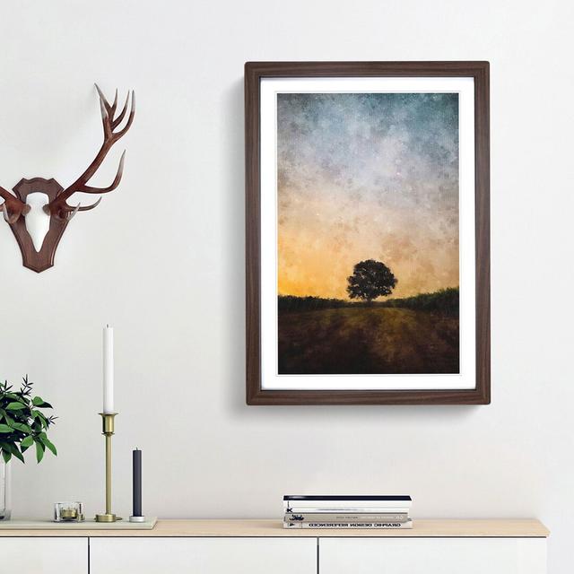 Lone Tree at Dusk - Picture Frame Graphic Art Print East Urban Home Frame Option: Walnut Framed, Size: 33cm H x 24cm W x 2cm D on Productcaster.