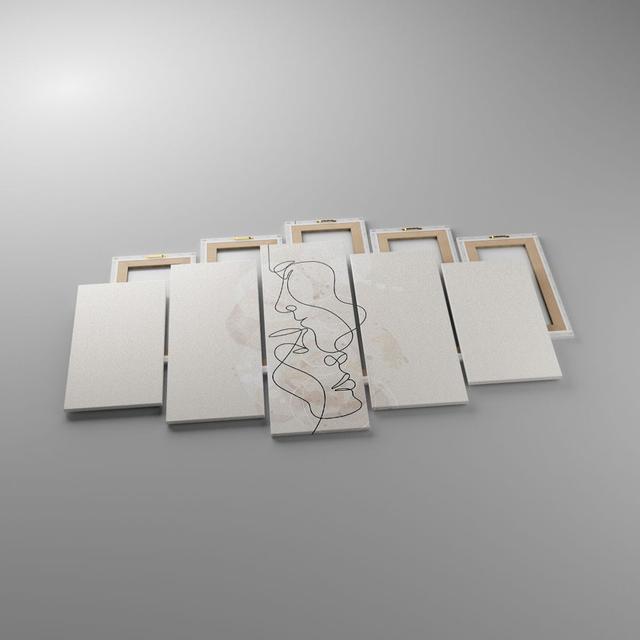 Single-Line Man Woman - 5 Piece Wrapped Canvas Graphic Art Ivy Bronx Size: 85cm H x 160cm W x 1.8cm D on Productcaster.