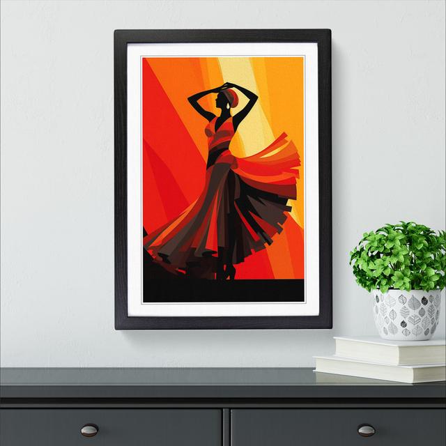 Flamenco Dancer Art Deco - Single Picture Frame Print on Wood Big Box Art Size: 64cm H x 46cm W x 2cm D, Frame Colour: Black on Productcaster.