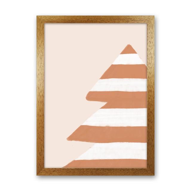 Stripey Xmas Tree - Graphic Art Print on Paper The Seasonal Aisle Frame Option: Brown Framed, Size: 46cm H x 34cm W x 3cm D on Productcaster.