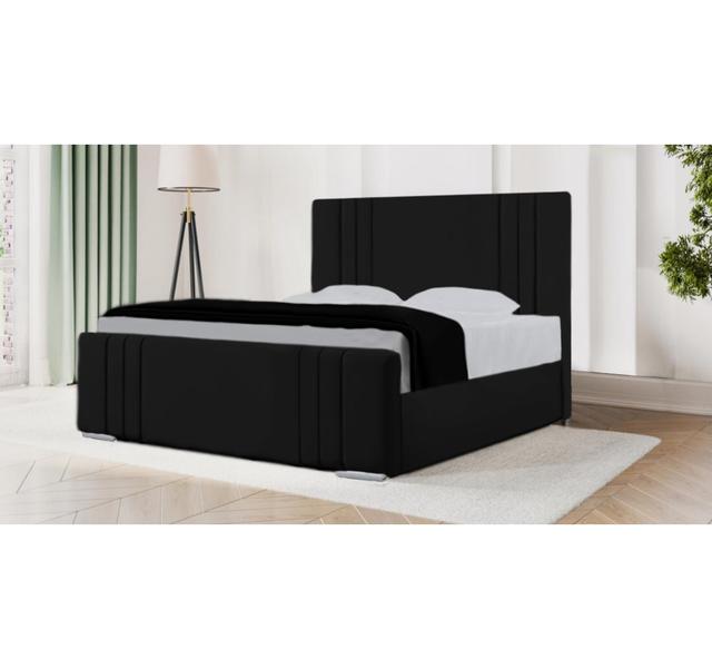 Delamora Upholstered Bed Latitude Run Colour: Black, Size: Double (4'6) on Productcaster.