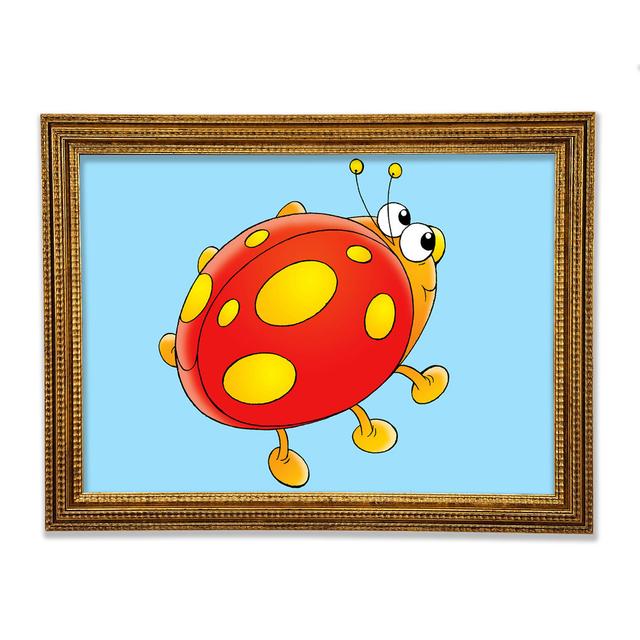 Cartoon Ladybug White Framed Print - Single Picture Frame Print on Canvas Harriet Bee Colour: Lilac, Size: 30cm H x 42cm W x 3cm D, Format: Gold Frame on Productcaster.