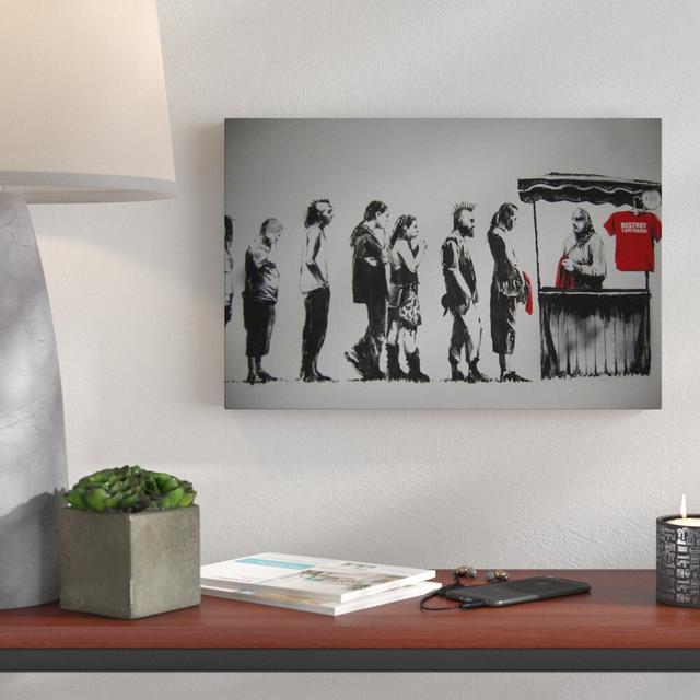 Destroy Capitalism by Banksy - Wrapped Canvas Graphic Art Print East Urban Home Size: 81 cm H x 122 cm W x 3 cm D on Productcaster.