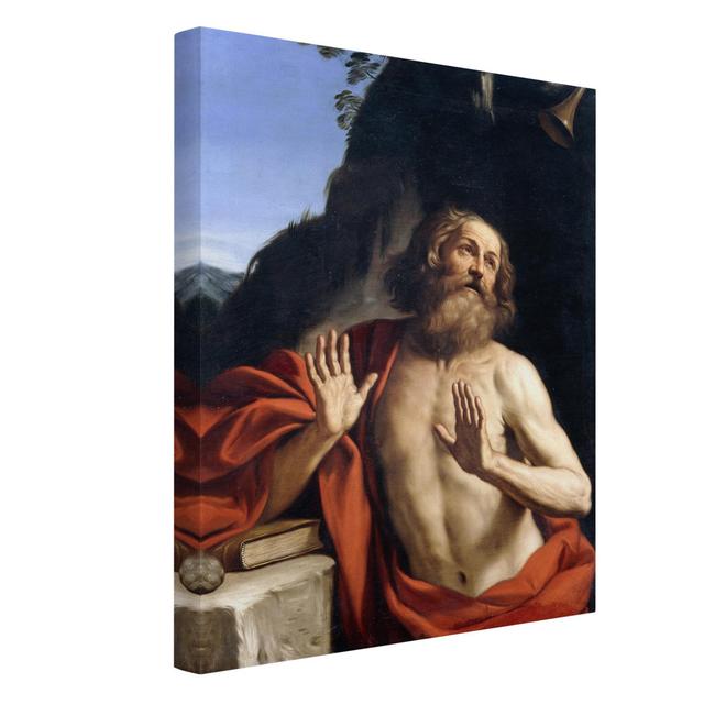 Guercino - Saint Jerome in the Desert - Wrapped Canvas Graphic Art Astoria Grand Format: 260g/m² canvas, Size: 80cm H x 60cm W on Productcaster.