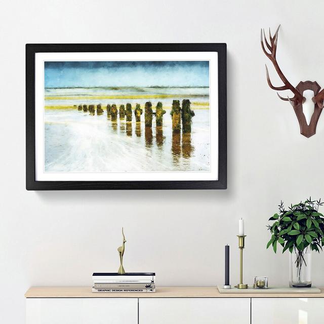 Groynes on Whitby Beach - Picture Frame Painting Print East Urban Home Size: 62cm H x 87cm W x 2cm D, Frame Option: Black Framed on Productcaster.