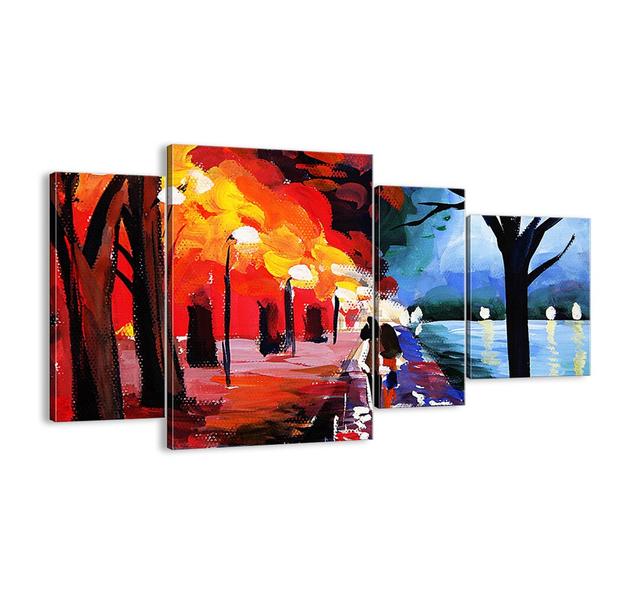 'Flaming Autumn in the Park' - 4 Piece Painting Print Set on Canvas Brayden Studio Size: 70cm H x 120cm W x 1.8cm D on Productcaster.