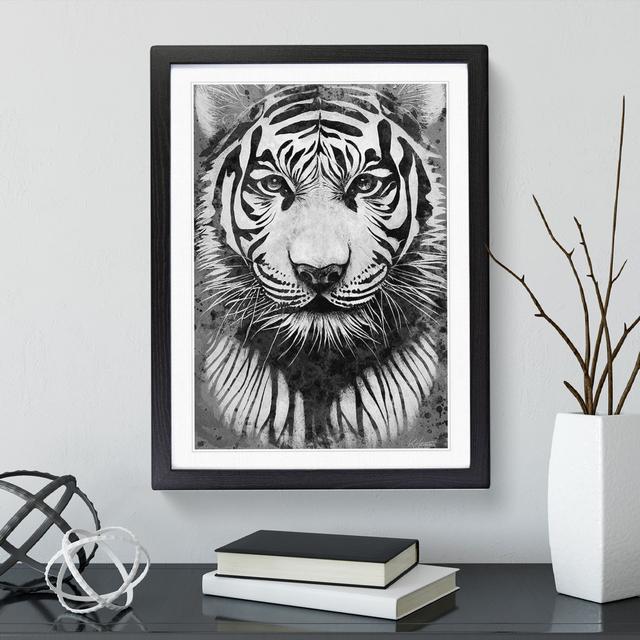 Monochrome Tiger No.5 - Picture Frame Painting World Menagerie Size: 46cm H x 34cm W x 2cm D, Frame Colour: Black on Productcaster.