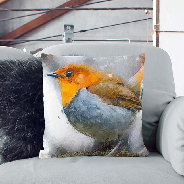 Charming Robin Bird Cushion with Filling East Urban Home Backing Colour: Black, Size: 55cm H x 55cm W x 20cm D on Productcaster.