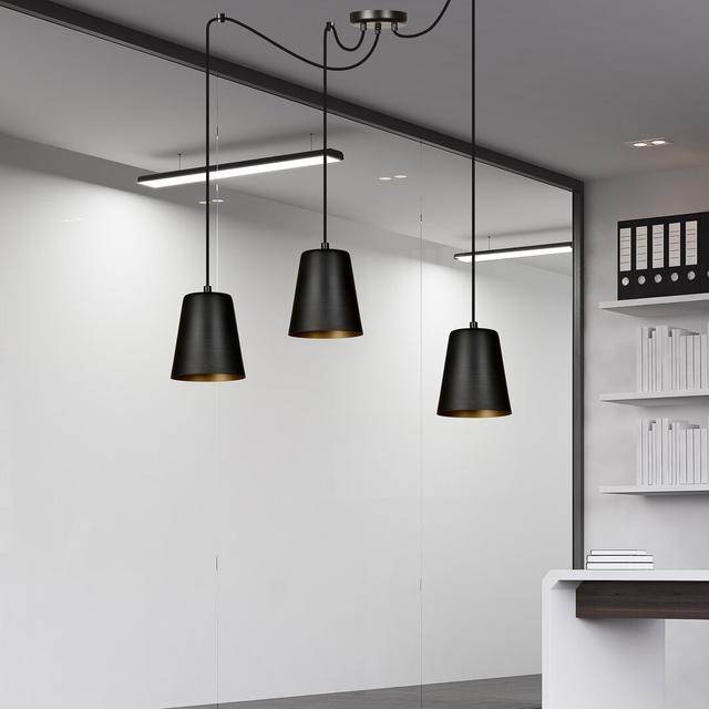 Pasley 3 - Light Cluster Cone Pendant 17 Stories Finish (of the fixture): Black/Gold on Productcaster.