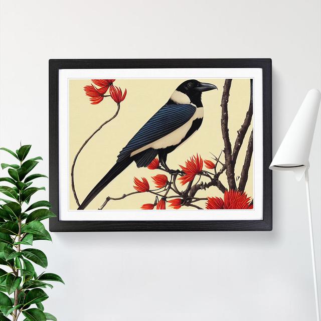 Magpie Bird Deco - Picture Frame Graphic Art 17 Stories Frame Colour: Black, Size: 25cm H x 34cm W x 2cm D on Productcaster.