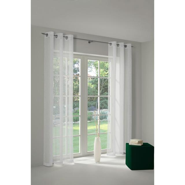 Taliesin Eyelet Semi Sheer Curtain Ebern Designs Panel Size: 600 W x 225 D cm, Colour: White on Productcaster.