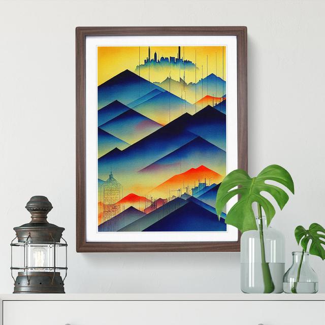 Watercoloured Mountain Landscape No.1 - Single Picture Frame Painting Alpen Home Size: 46cm H x 34cm W x 2cm D, Frame Colour: Walnut on Productcaster.