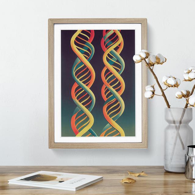 DNA Double Helix - Picture Frame Graphic Art Latitude Run Size: 46cm H x 34cm W x 2cm D, Frame Colour: Oak on Productcaster.