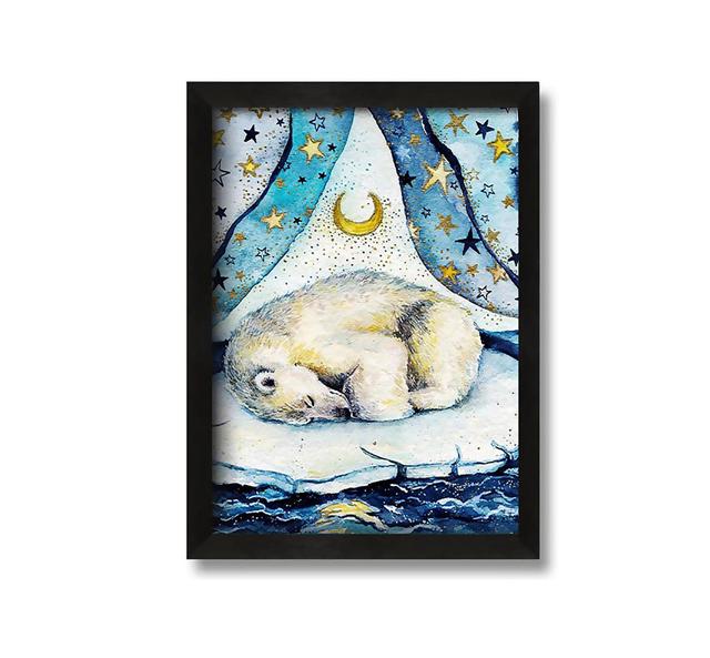 Polar Bear Dream Framed Print House of Hampton Size: 30cm H x 21cm W x 10cm D, Format: Black Framed Canvas on Productcaster.