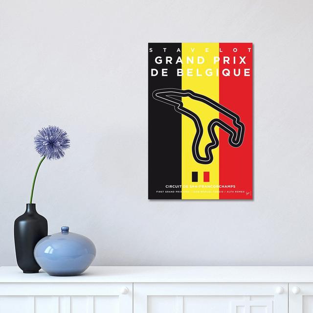 F1 Francorchamps Race Track Minimal Poster by Chungkong - Wrapped Canvas Print iCanvas Size: 66.04cm H x 45.72cm W x 1.91cm D on Productcaster.