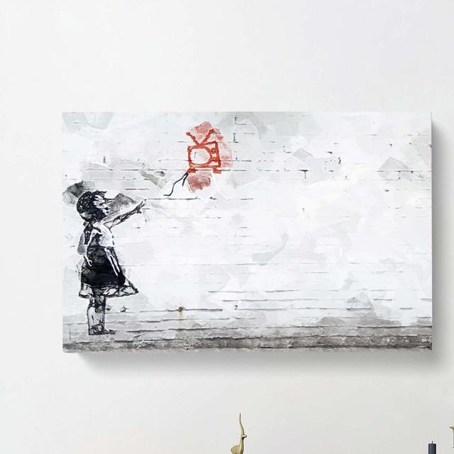 Balloon TV Girl by Banksy - Wrapped Canvas Painting Print East Urban Home Size: 35cm H x 50cm W x 3cm D on Productcaster.