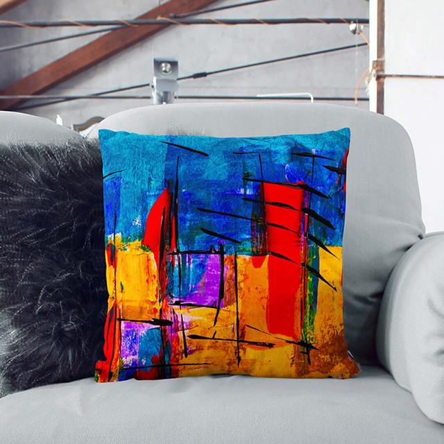 Abstract Art Painting Vol.21 by S.Johnson Cushion with Filling East Urban Home Size: 40 x 40 cm, Backing Colour: Black on Productcaster.