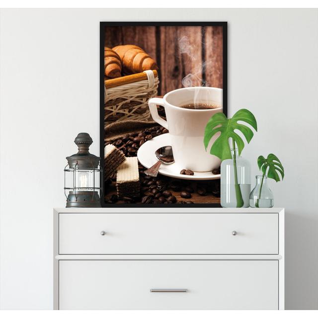 Gerahmtes Poster Heiß Aufgebrühter Kaffee ModernMoments Größe: 80 cm H x 60 cm B x 2.5 cm T on Productcaster.