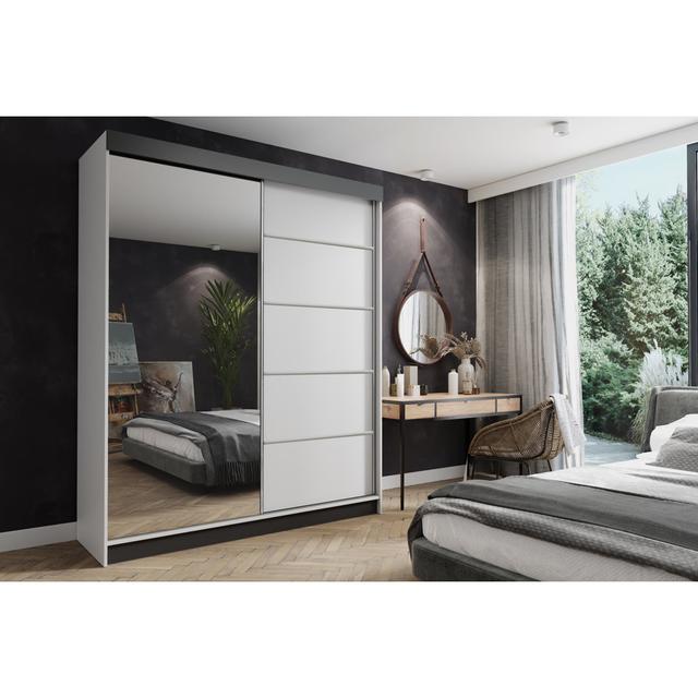 Kleiderschrank Brayden Studio Ausführung: Weiß, Größe: 200 cm H x 250 cm B x 59 cm T on Productcaster.