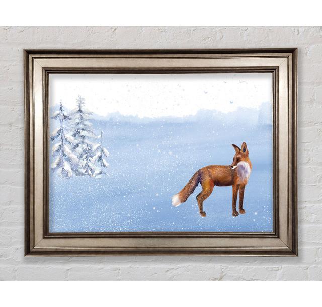 Fox In The Delicate Snow Framed Print Bright Star Size: 100cm H x 141.4cm W on Productcaster.