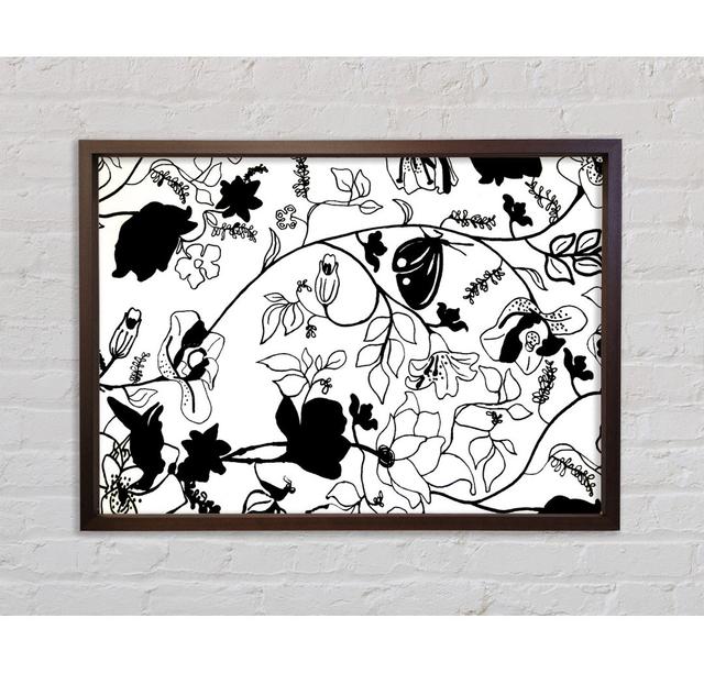 Floral Desire Black On White - Single Picture Frame Art Prints on Canvas Bright Star Size: 59.7cm H x 84.1cm W x 3.3cm D on Productcaster.