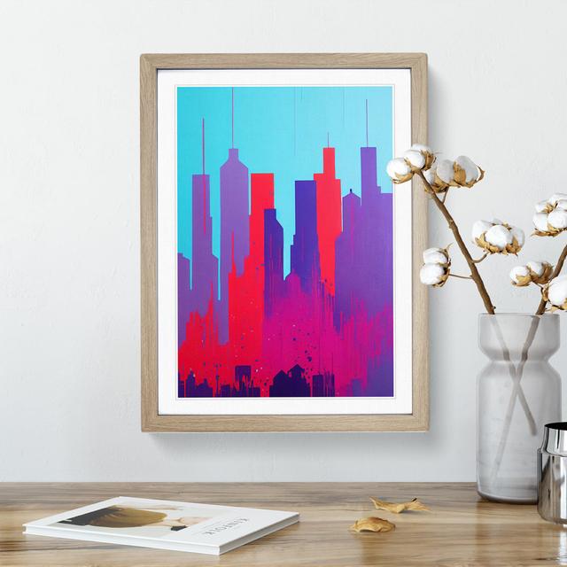 City Skyline Colours No.5 Abstract - Picture Frame Graphic Art 17 Stories Size: 46cm H x 34cm W x 2cm D, Frame Colour: Oak on Productcaster.